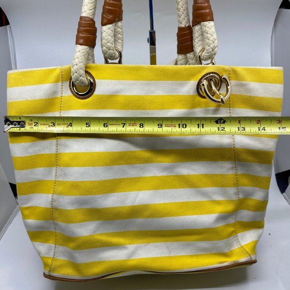 Michael Kors XL Yellow/White Canvas Fabric Handbag - Picture 5 of 14